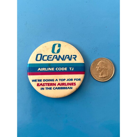 Vintage Eastern Airlines OceanAir Caribbean Pinback Button Pin Rare! - Picture 2 of 3